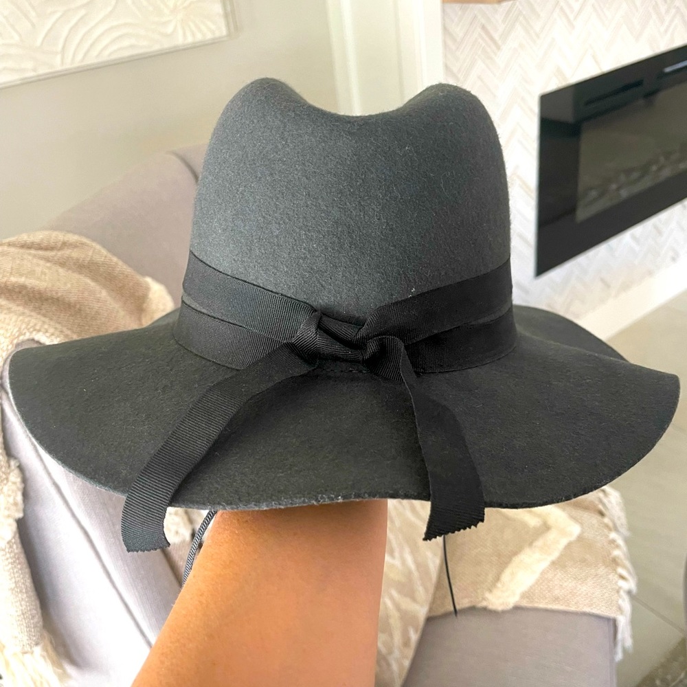 Nordstrom 100% Wool Hat Charcoal One Size Fits All Adjustable Foldable Travel - Picture 2 of 9